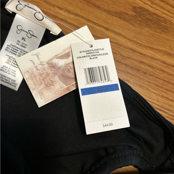 NWT Jessica Simpson Women's Swim Bikini Bottom Ribbed Solid Black Size XL - Picture 3 of 4